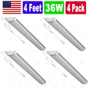 4 Pack LED Shop Light Utility Ceiling Garage Workshop Easy Mount LED 36W Power Cord On/ Off Switch